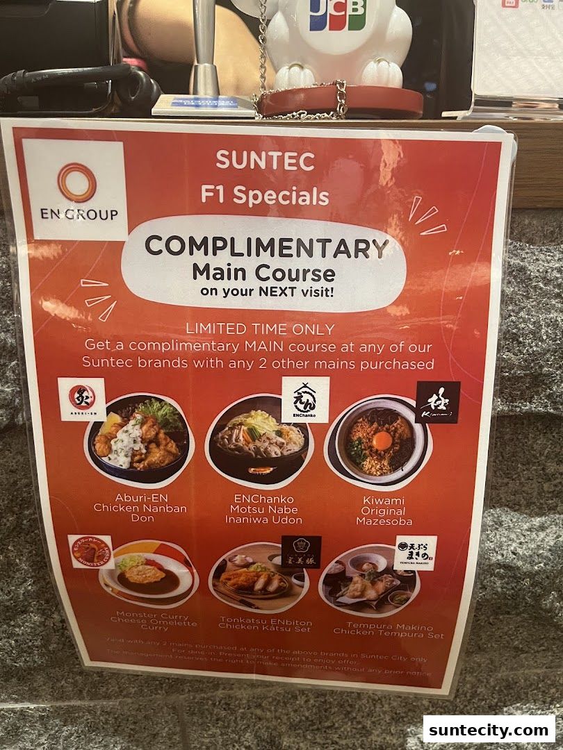 Menu page for Aburi-EN Suntec City