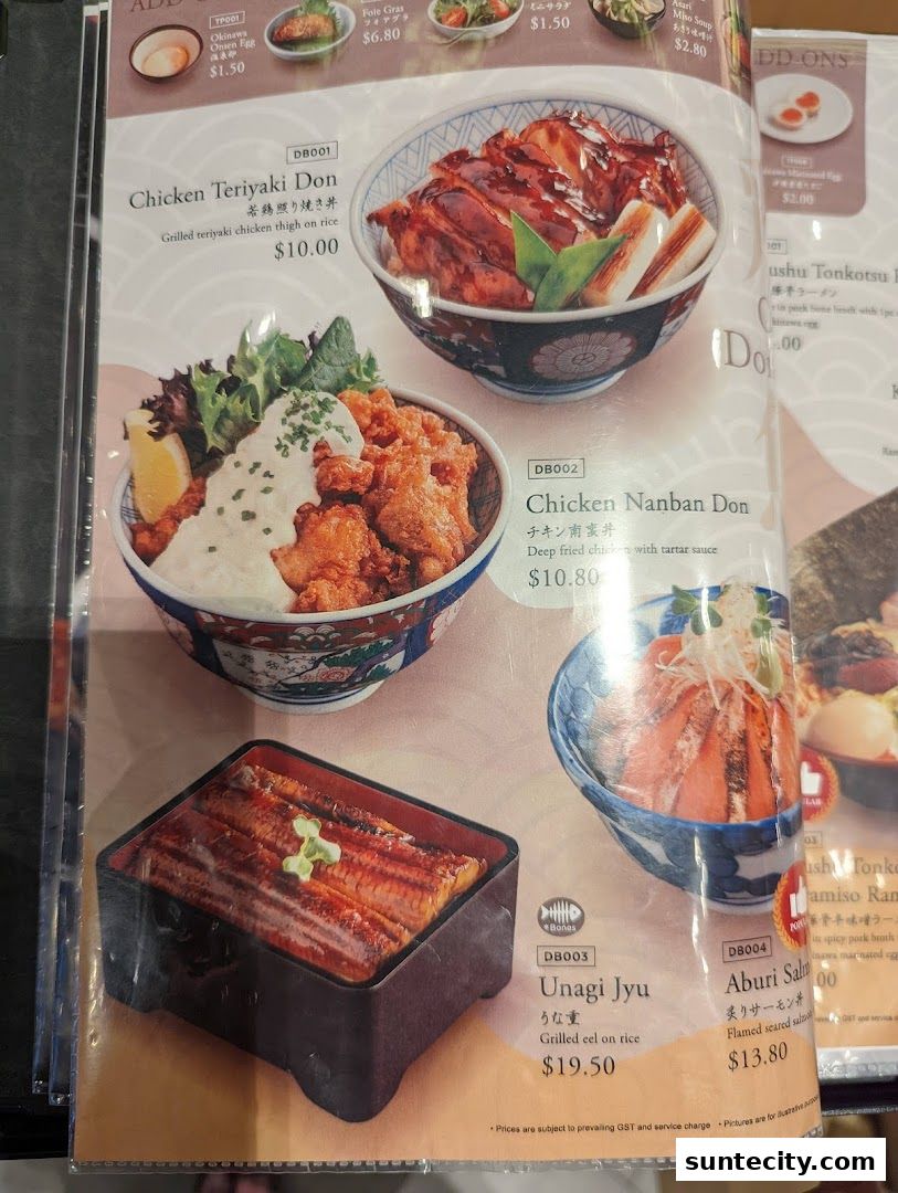 Menu page for Aburi-EN Suntec City