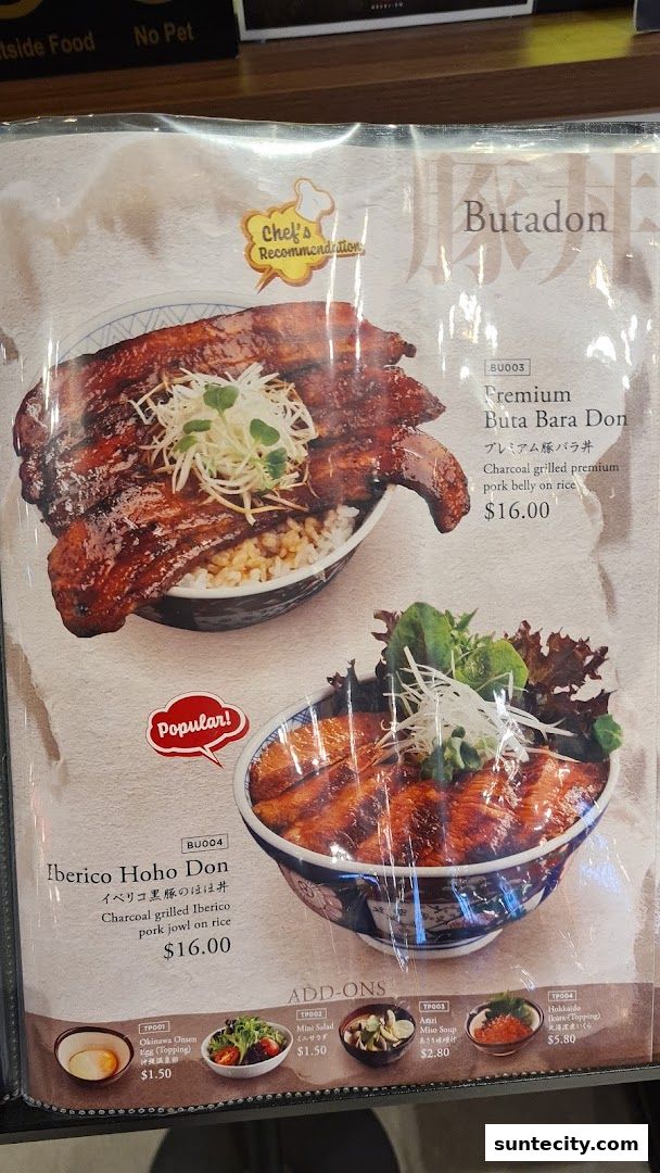 Menu page for Aburi-EN Suntec City