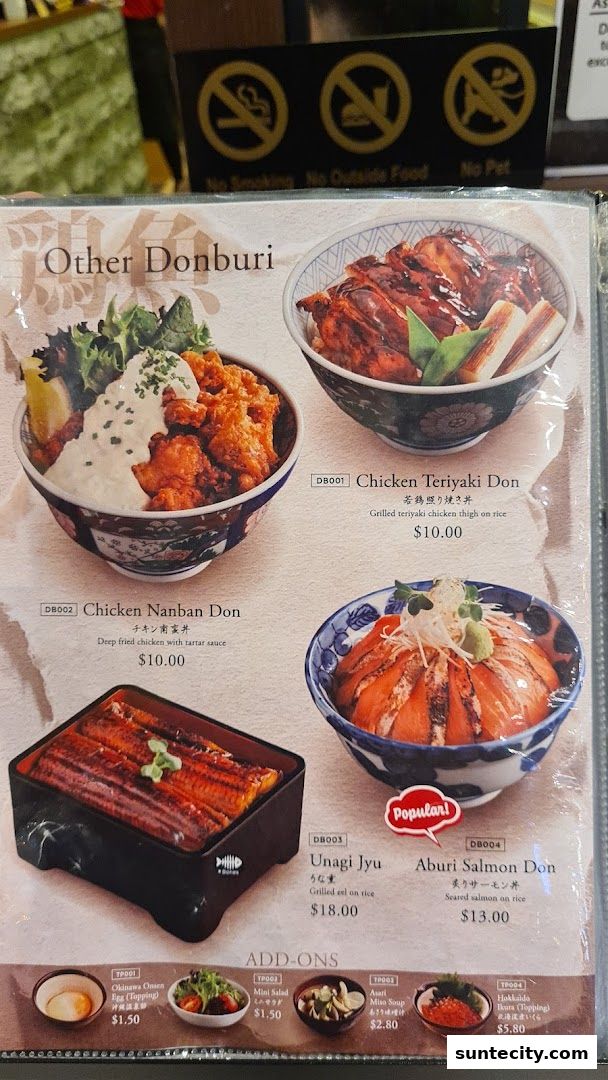 Menu page for Aburi-EN Suntec City