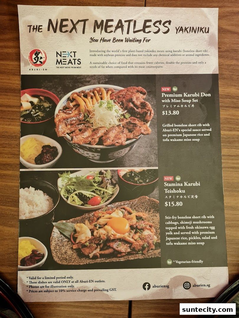 Menu page for Aburi-EN Suntec City