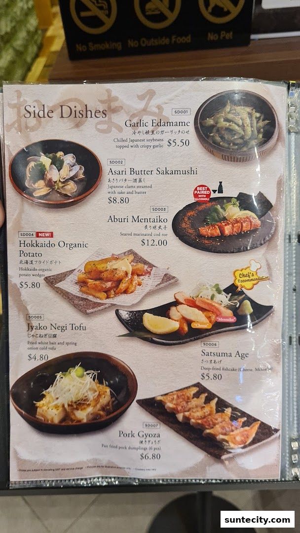 Menu page for Aburi-EN Suntec City