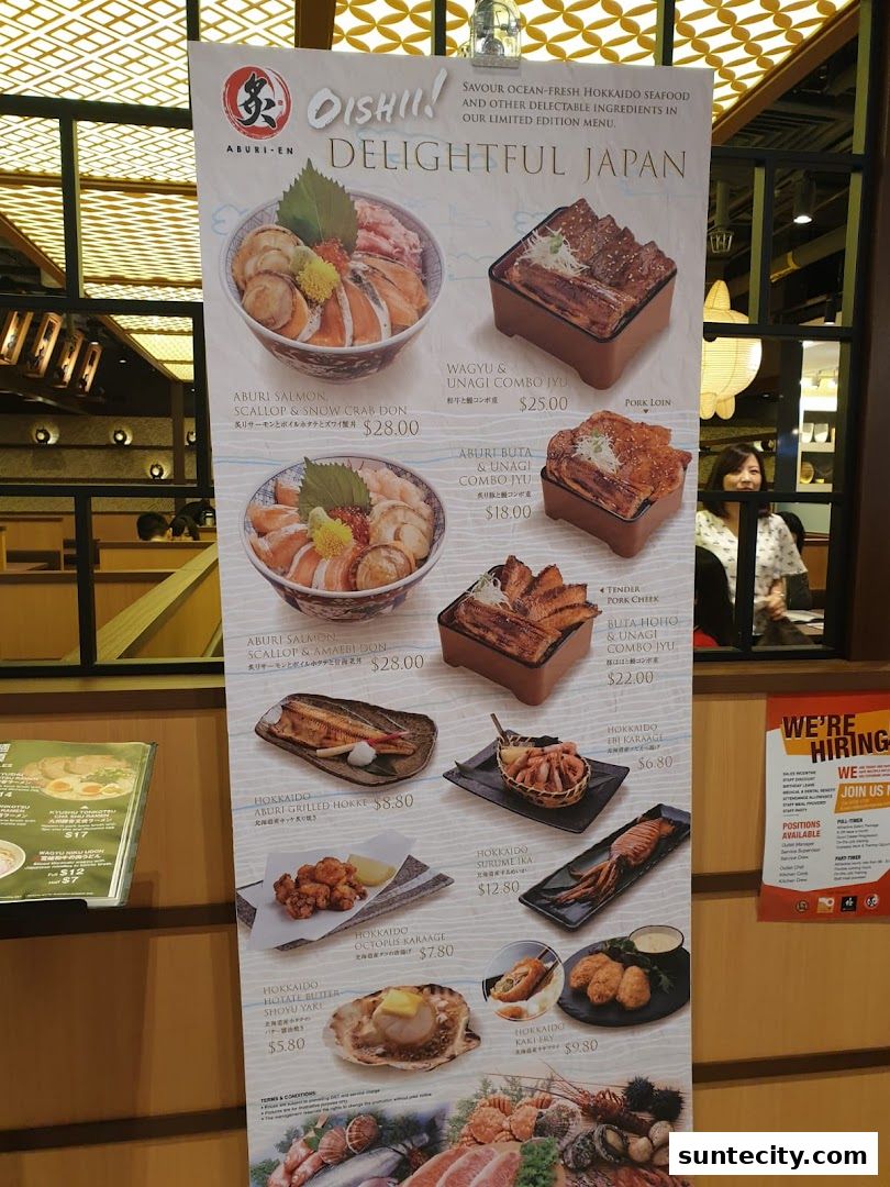 Menu page for Aburi-EN Suntec City