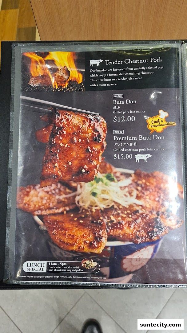Menu page for Aburi-EN Suntec City