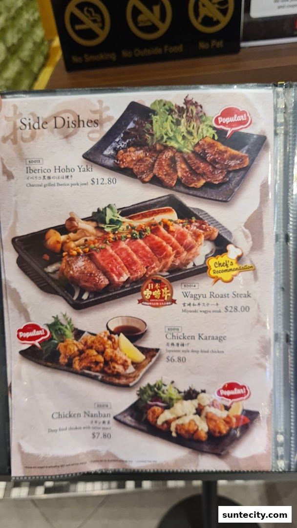 Menu page for Aburi-EN Suntec City