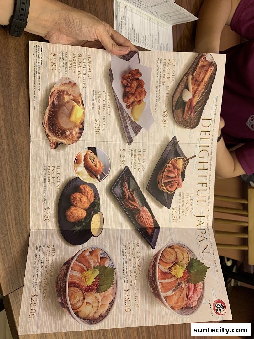 Menu page for Aburi-EN Suntec City