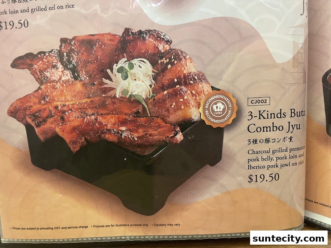 Menu page for Aburi-EN Suntec City