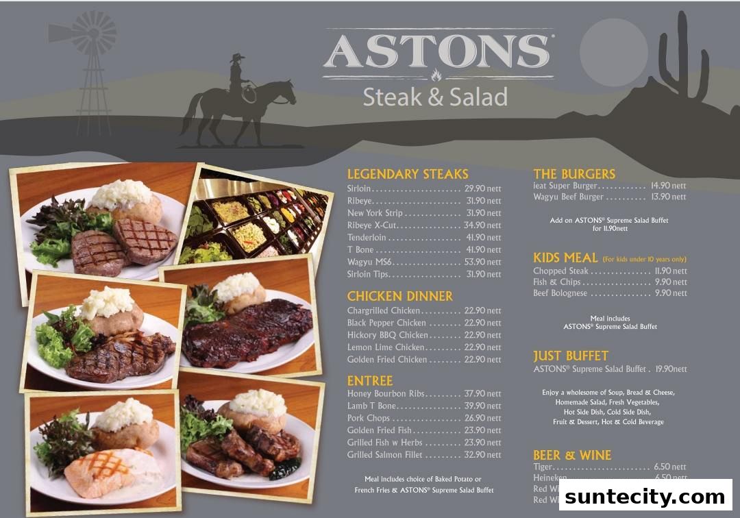 Menu page for ASTONS Specialities