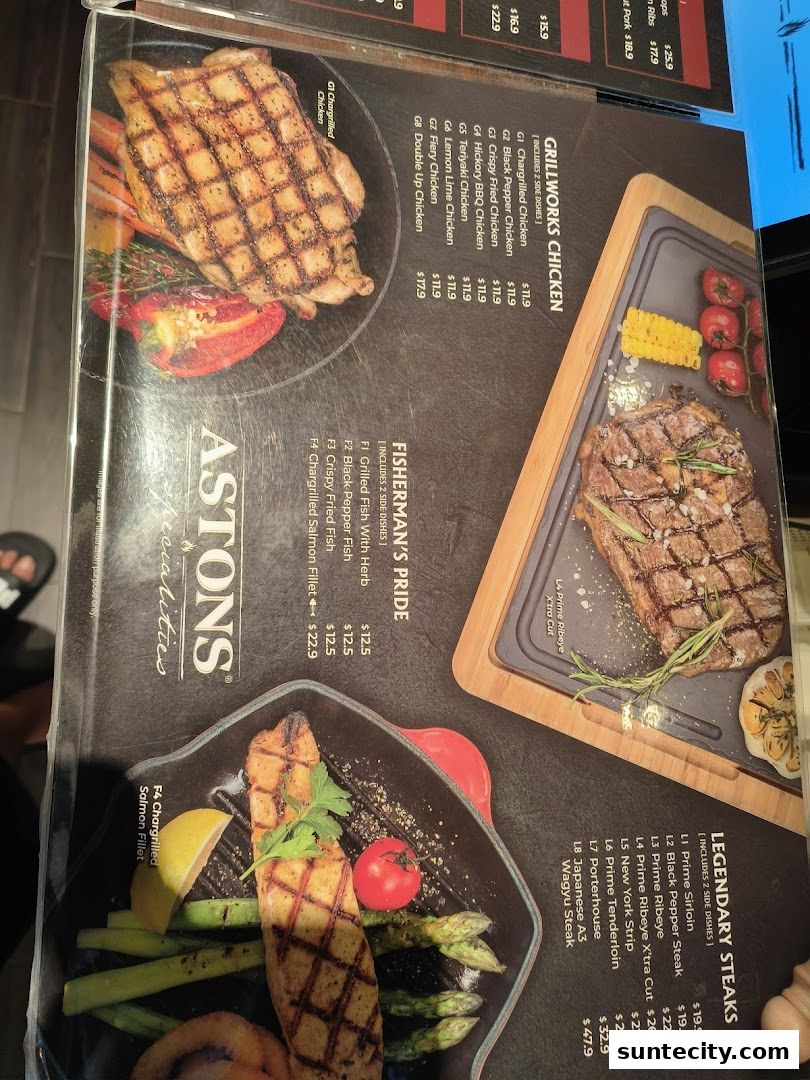 Menu page for ASTONS Specialities