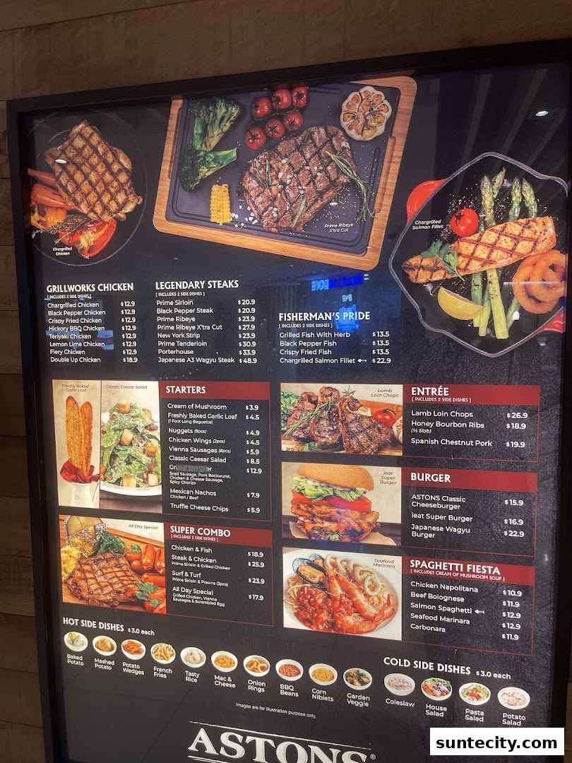 Menu page for ASTONS Specialities