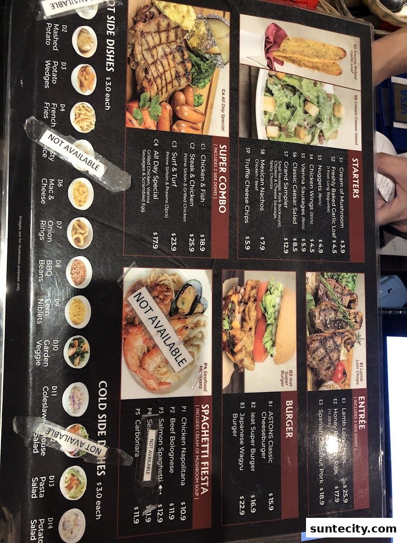 Menu page for ASTONS Specialities