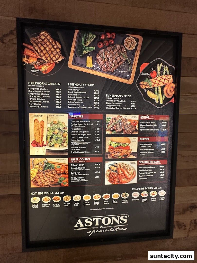 Menu page for ASTONS Specialities