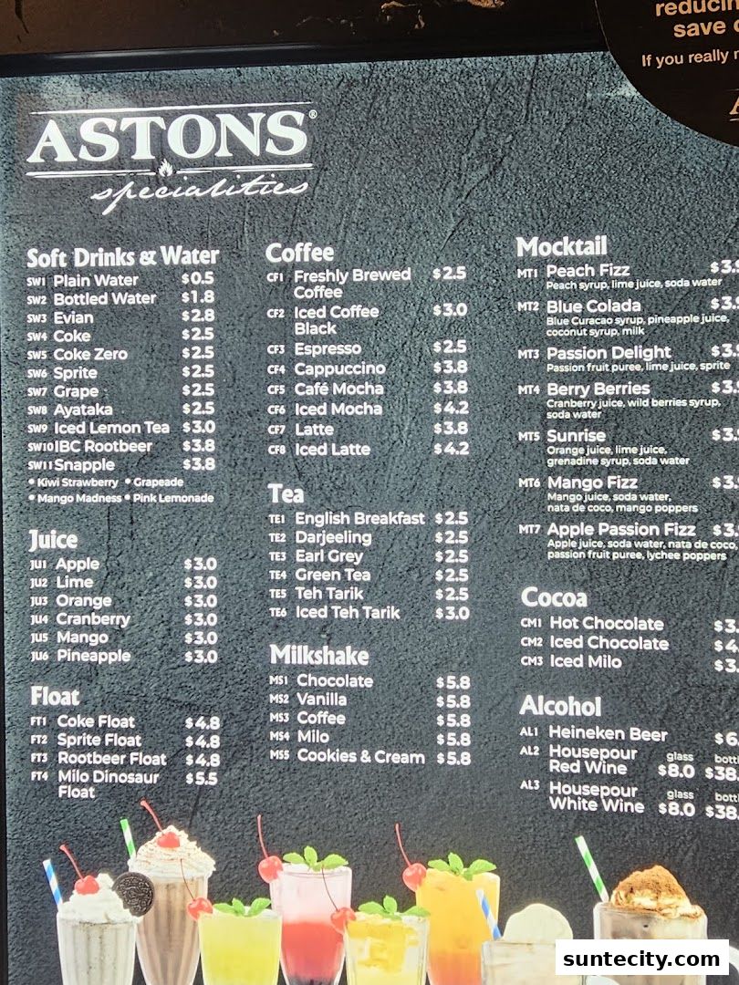 Menu page for ASTONS Specialities