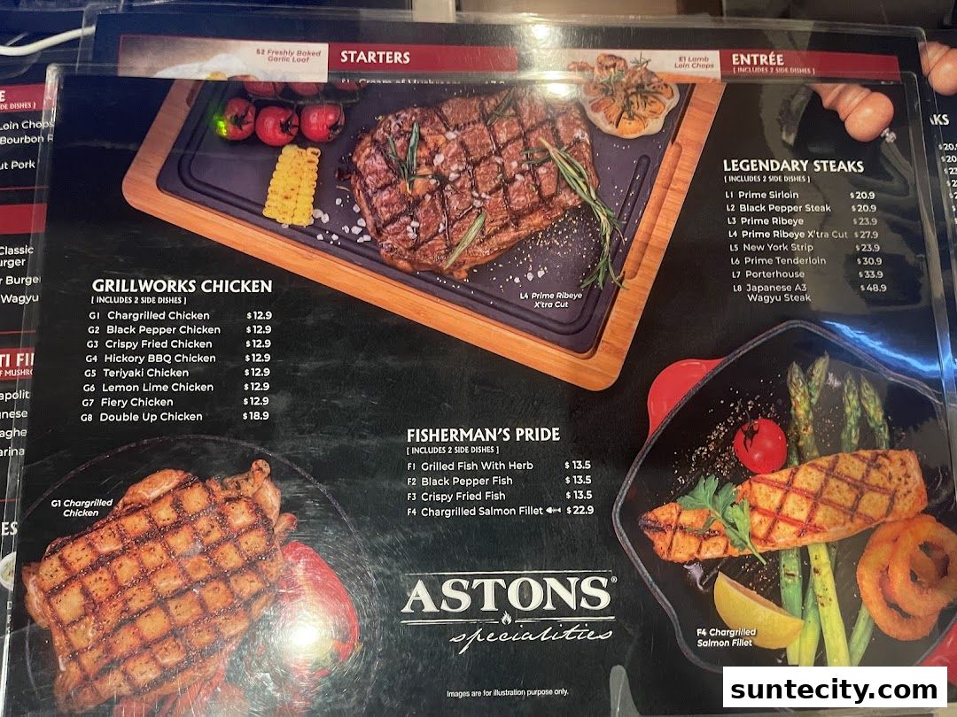 Menu page for ASTONS Specialities