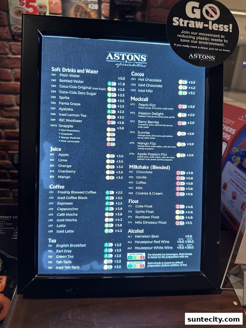 Menu page for ASTONS Specialities
