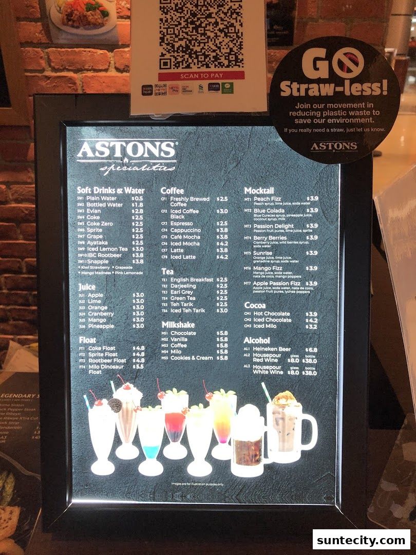 Menu page for ASTONS Specialities