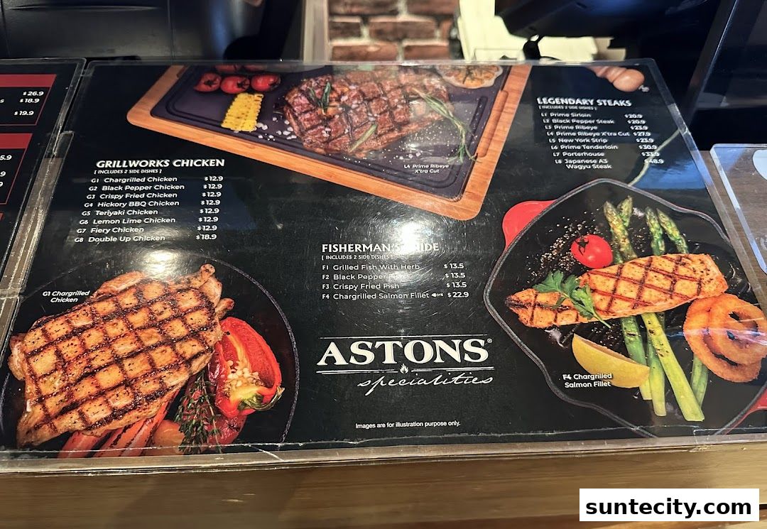 Menu page for ASTONS Specialities
