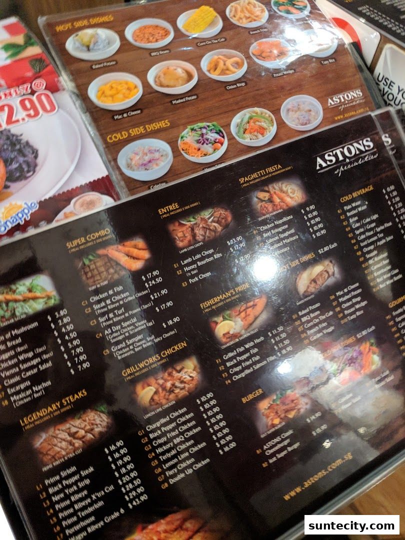 Menu page for ASTONS Specialities