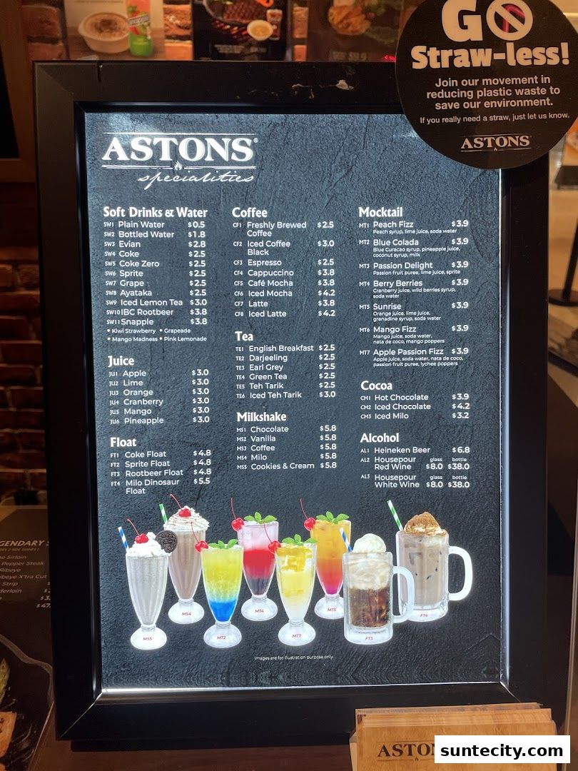 Menu page for ASTONS Specialities