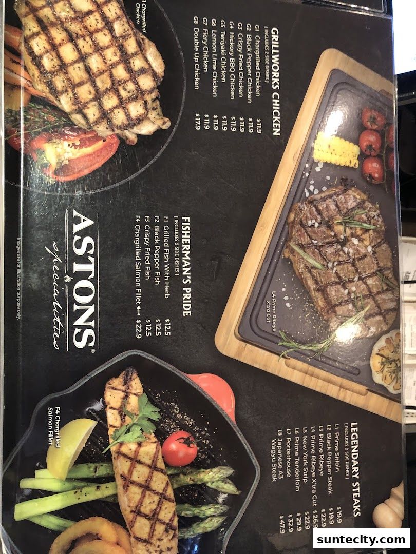 Menu page for ASTONS Specialities