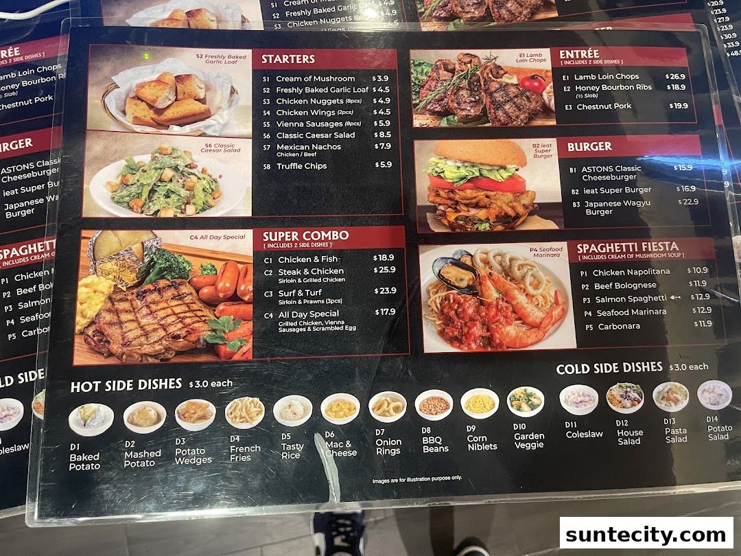 Menu page for ASTONS Specialities