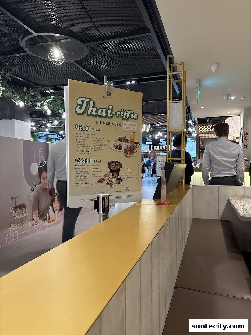 Menu page for Bali Thai Suntec City