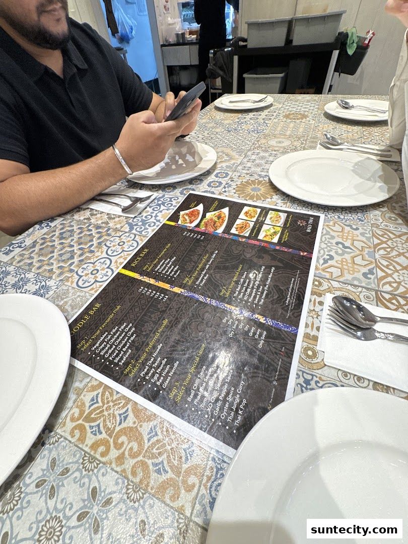Menu page for Bali Thai Suntec City