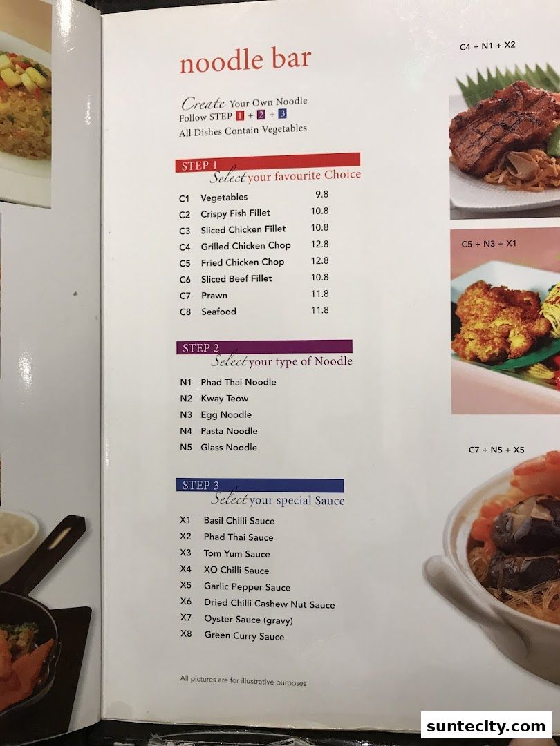 Menu page for Bali Thai Suntec City