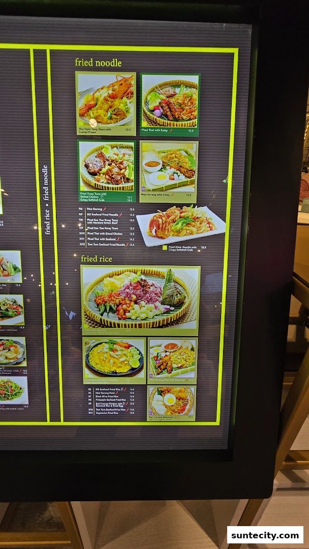 Menu page for Bali Thai Suntec City