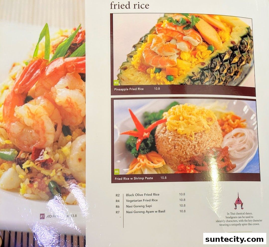 Menu page for Bali Thai Suntec City