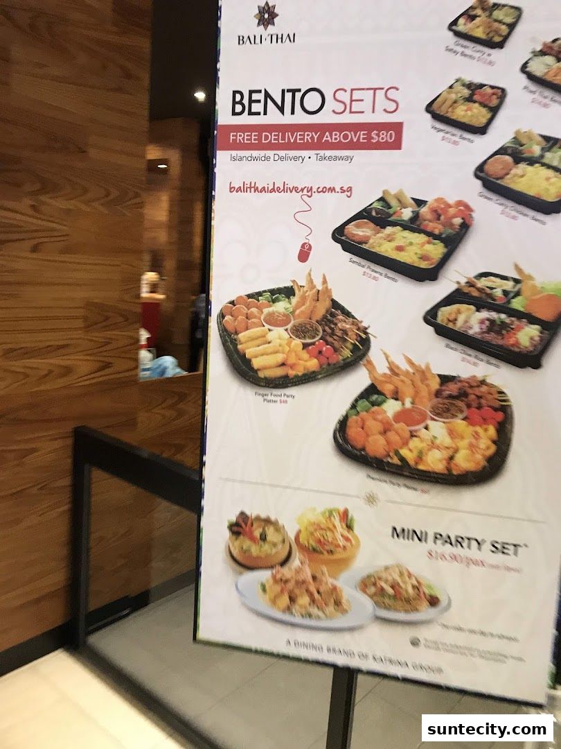 Menu page for Bali Thai Suntec City