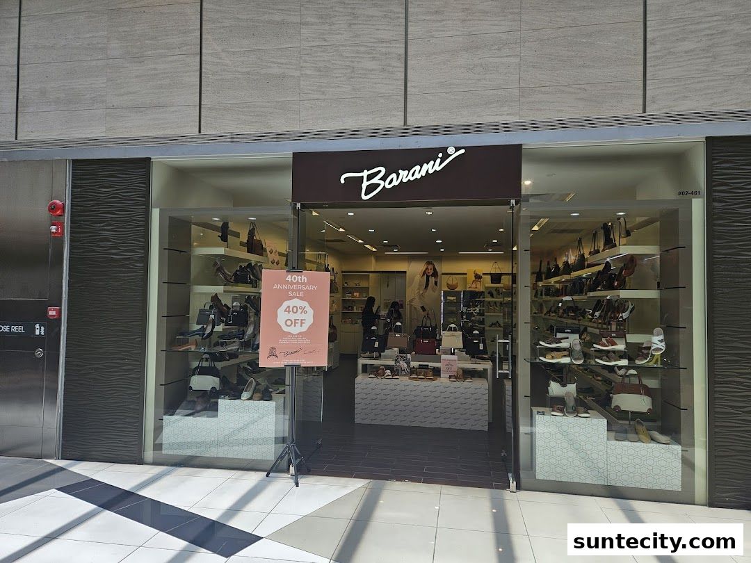 The Barani shoe and handbag store features a well-lit interior showcasing a wide selection of footwear and bags.