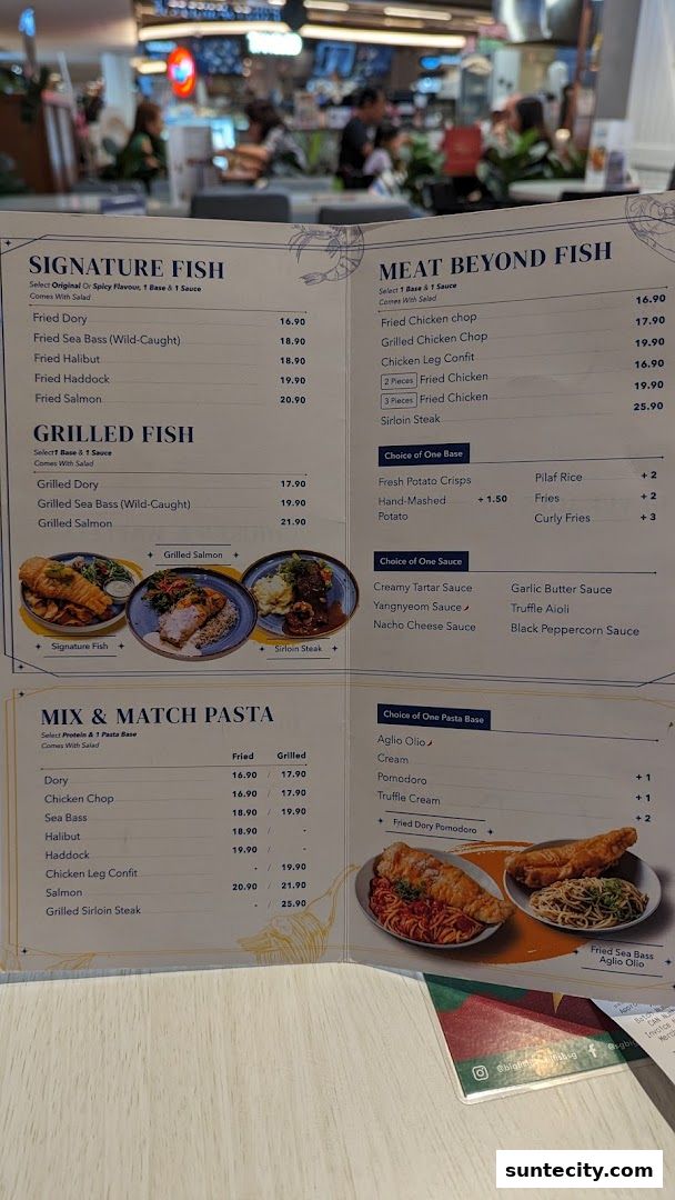 Menu page for Big Fish Small Fish CafeSuntec City