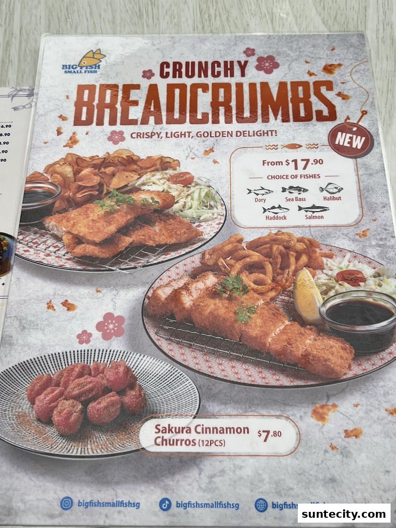 Menu page for Big Fish Small Fish CafeSuntec City