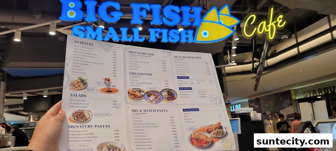 Menu page for Big Fish Small Fish CafeSuntec City