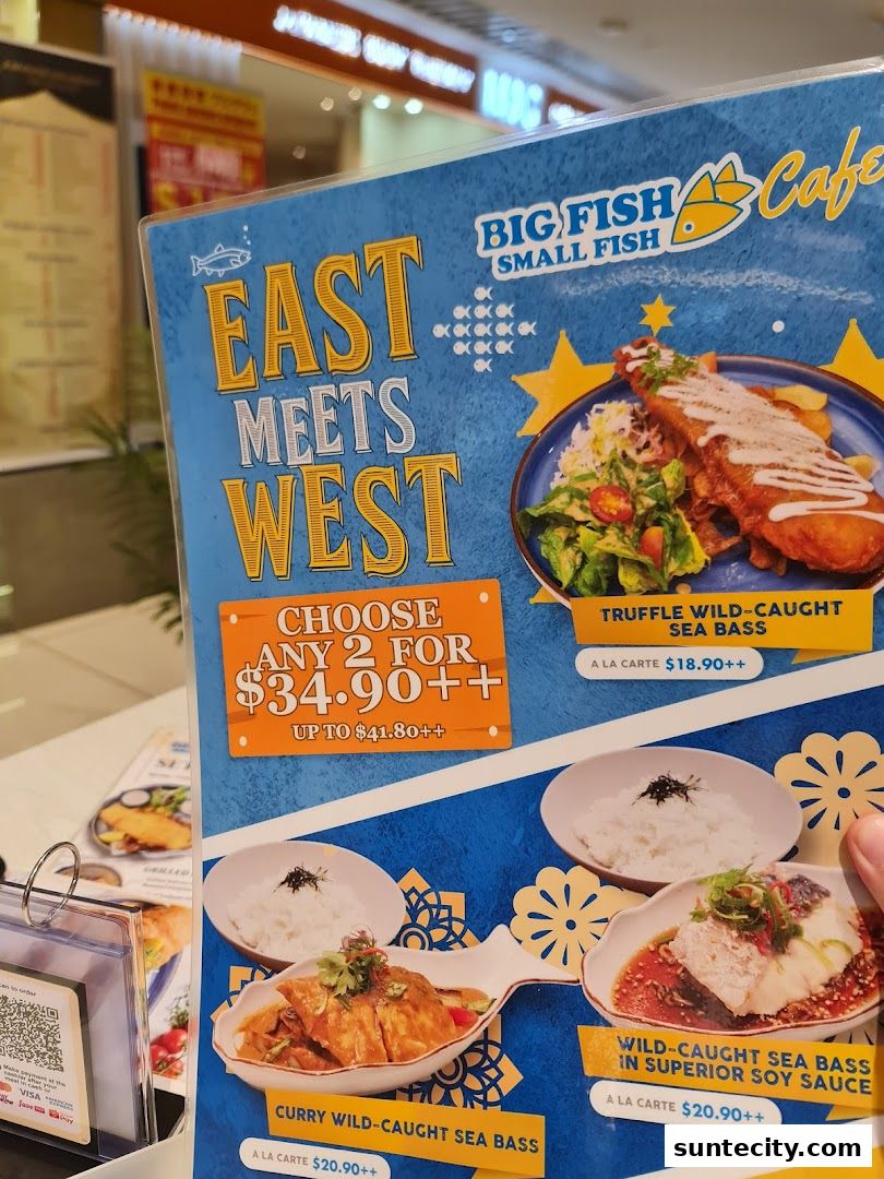 Menu page for Big Fish Small Fish CafeSuntec City