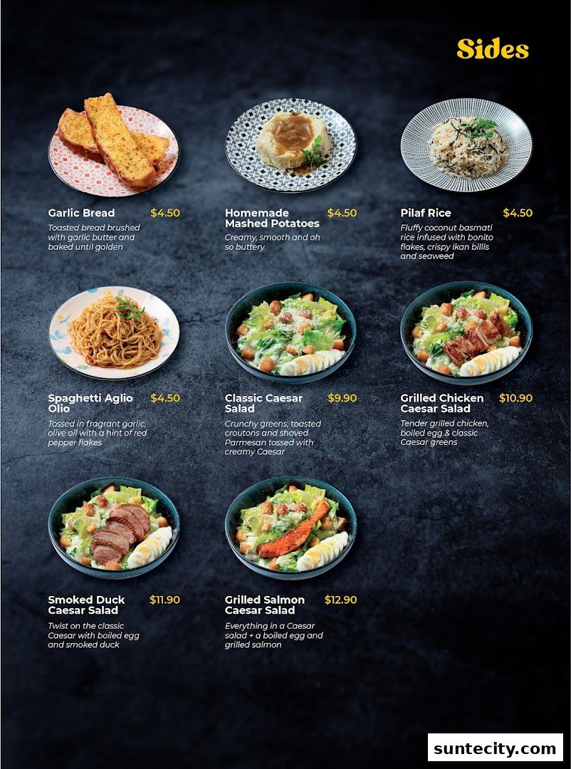 Menu page for Big Fish Small Fish CafeSuntec City