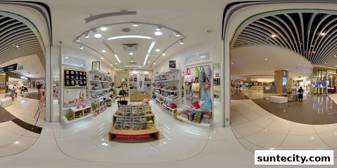 Interior view of Bloom Selection shop showcasing various bags, accessories, and handcrafted items.