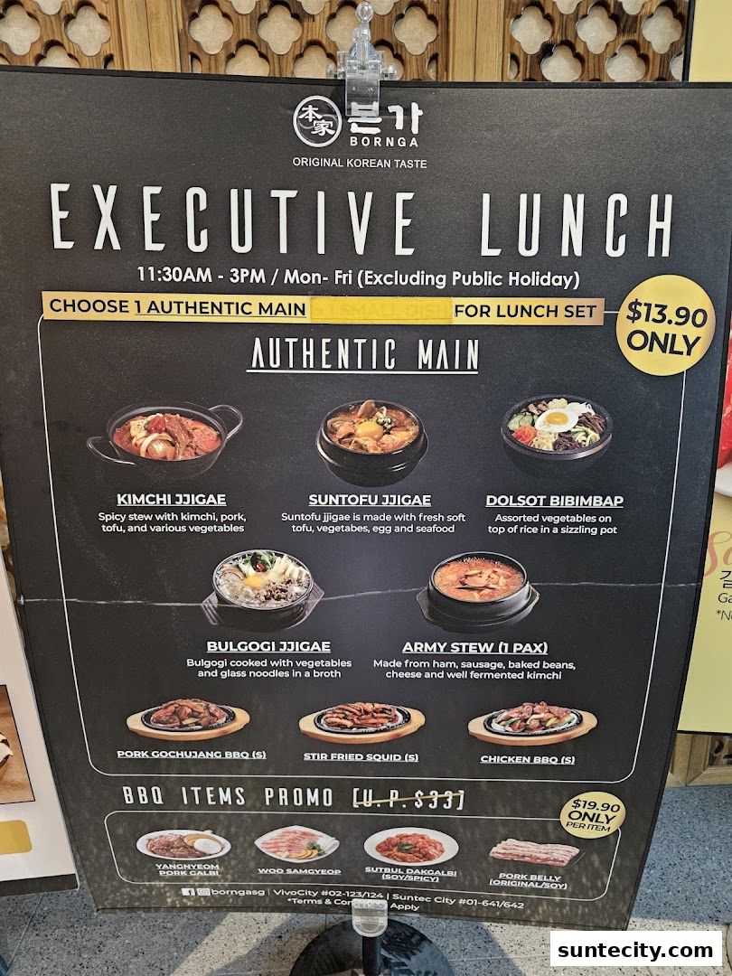 Menu page for Bornga Singapore  Suntec City