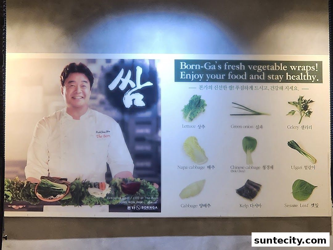 A poster showcasing fresh vegetable wraps with a chef and various vegetables.