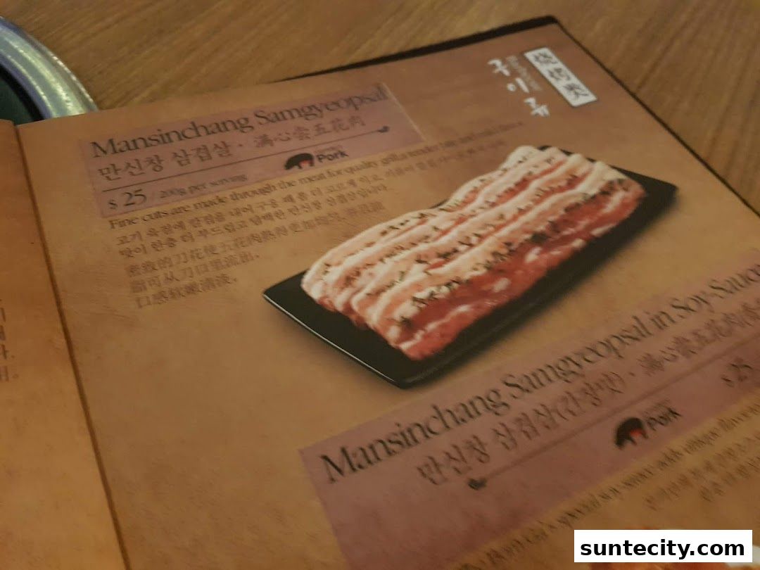 Menu page for Bornga Singapore  Suntec City