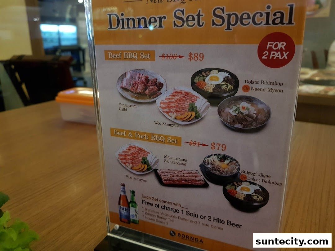 Menu page for Bornga Singapore  Suntec City