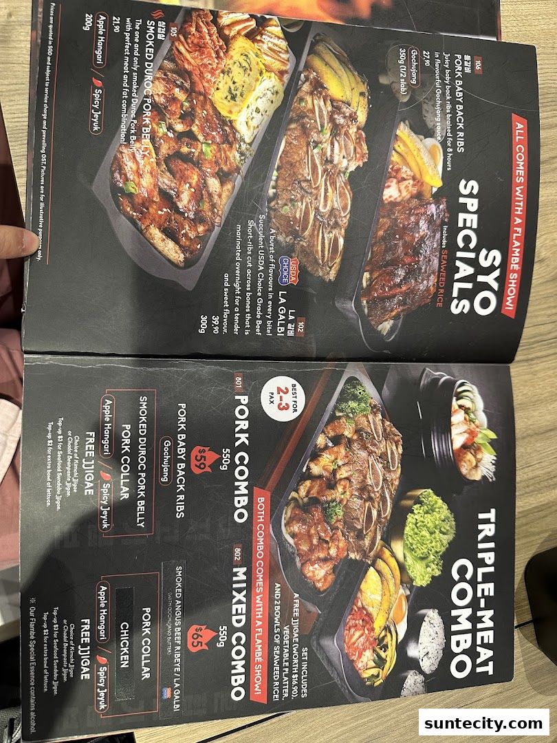 Menu page for Bulgogi Syo  Suntec