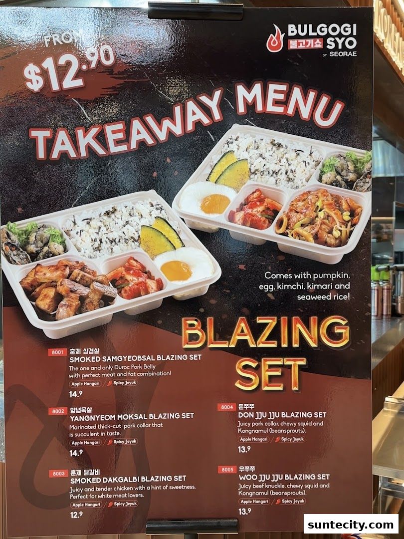 Menu page for Bulgogi Syo  Suntec