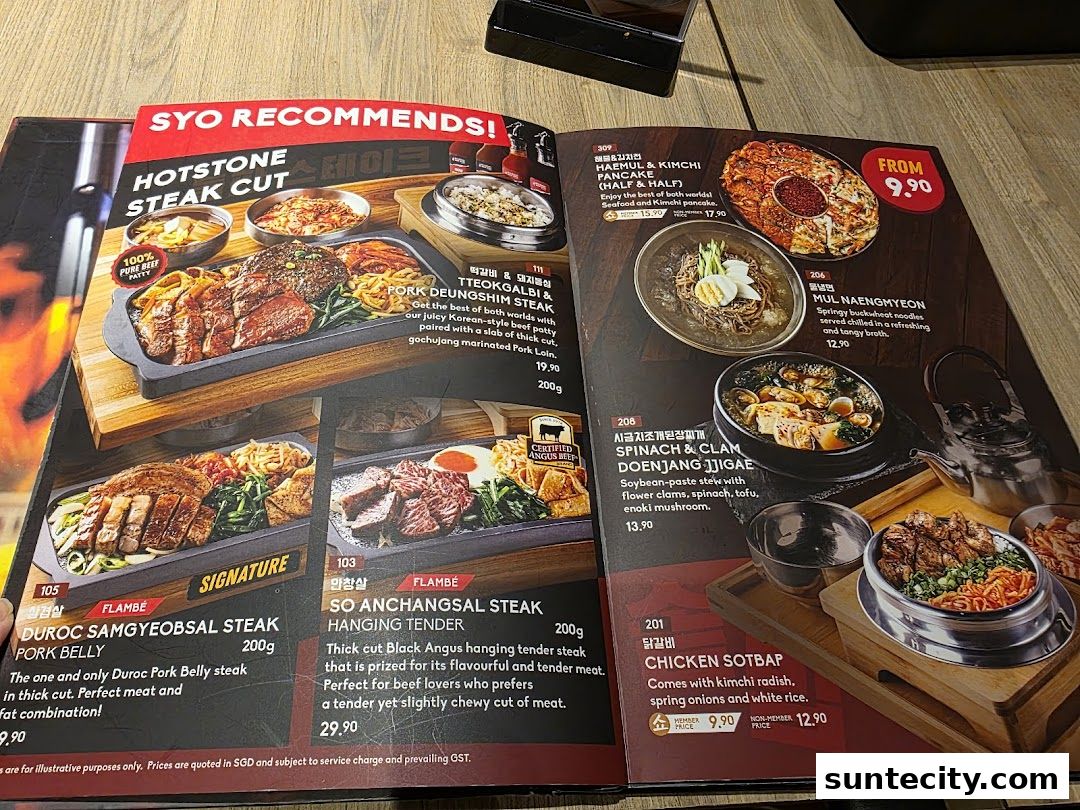 Menu page for Bulgogi Syo  Suntec