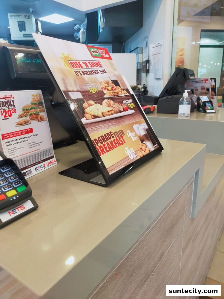 Menu page for Burger King Suntec City
