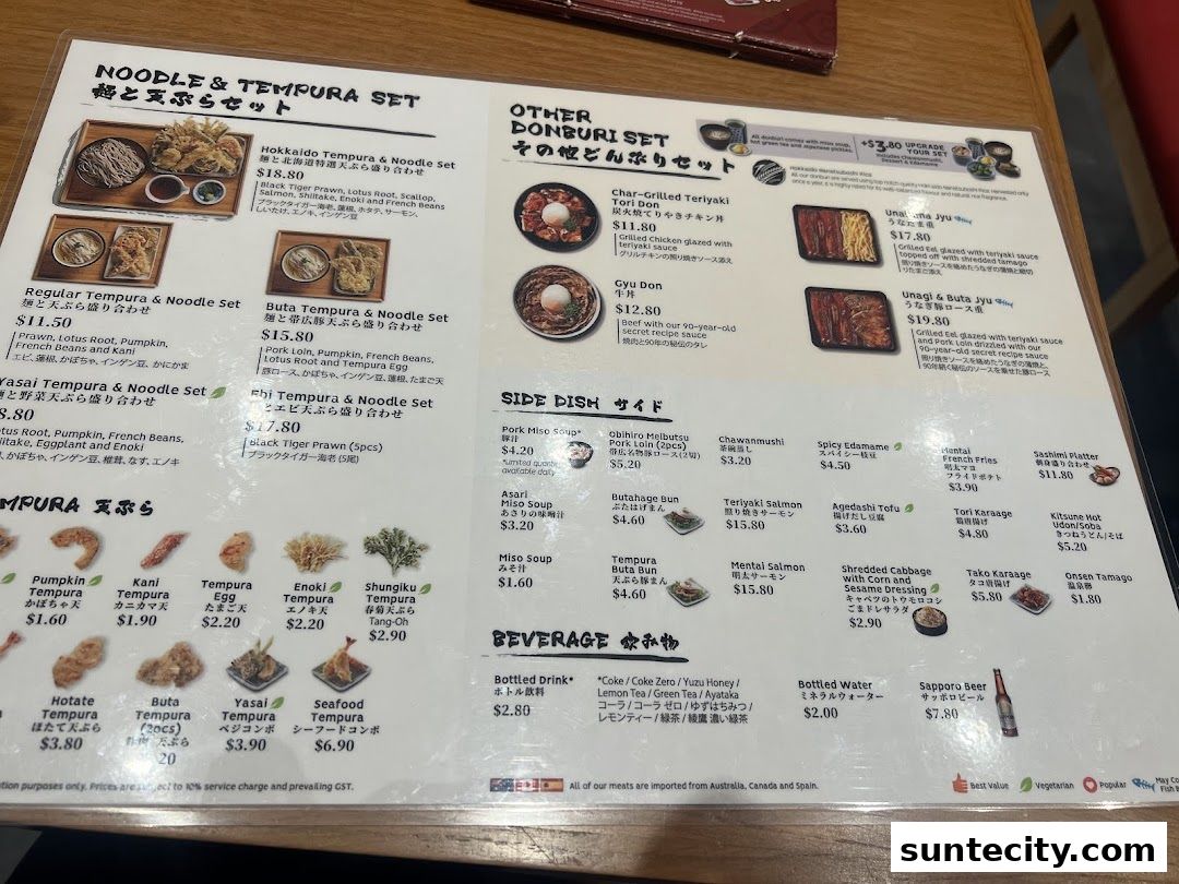 Menu page for Butahage Suntec City