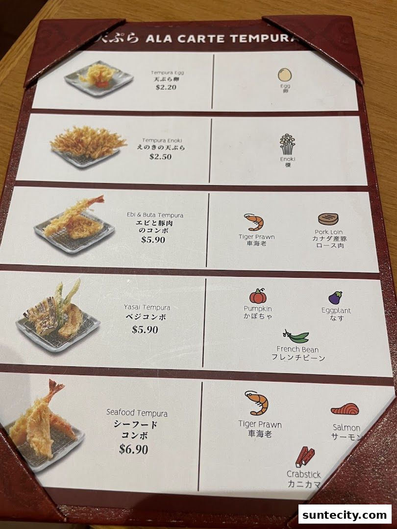 Menu page for Butahage Suntec City