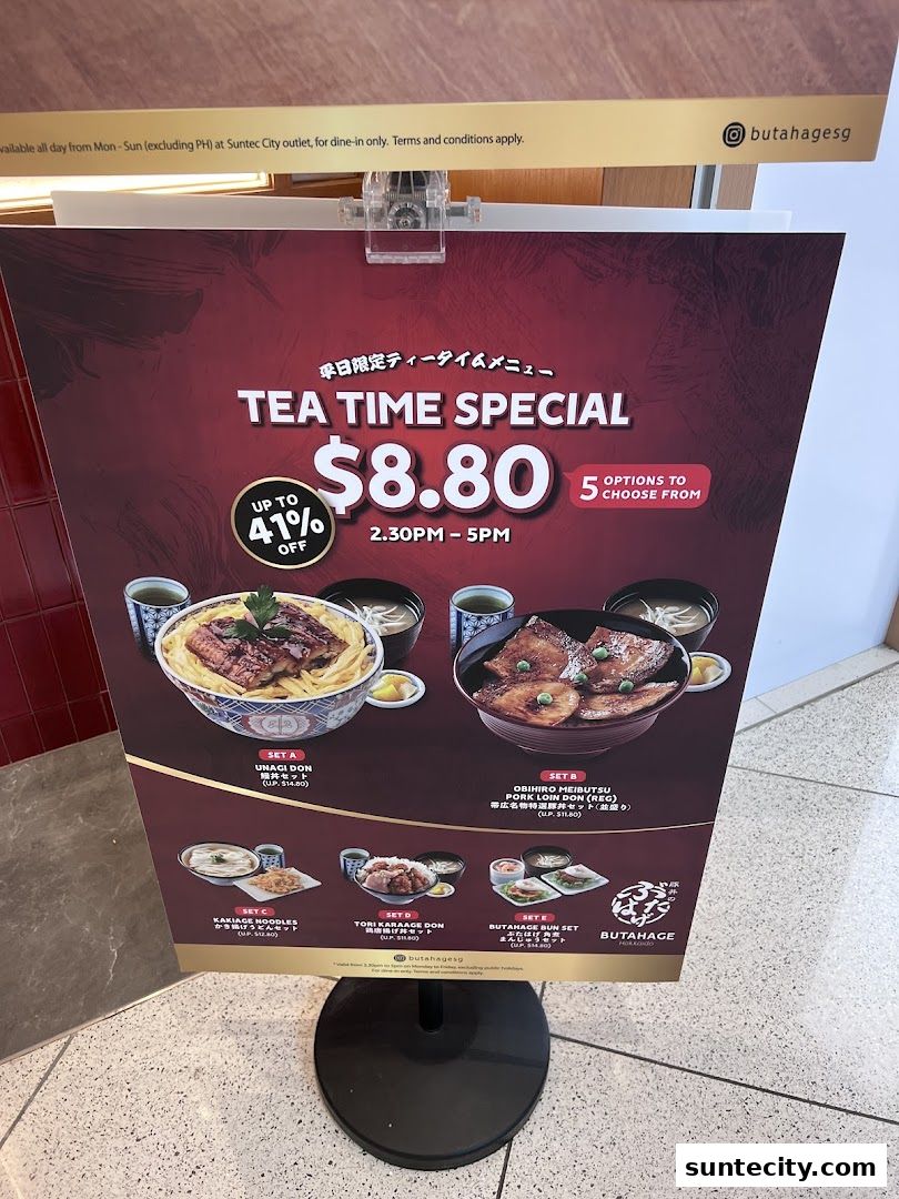 Menu page for Butahage Suntec City