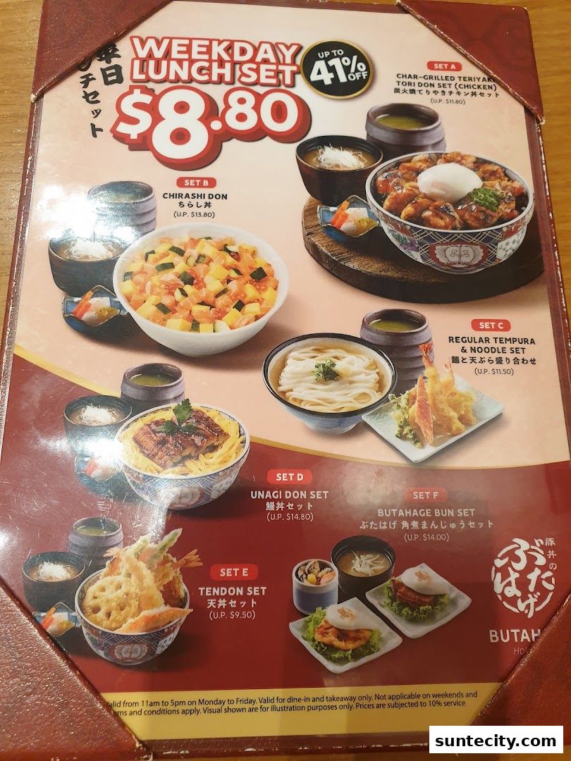 Menu page for Butahage Suntec City